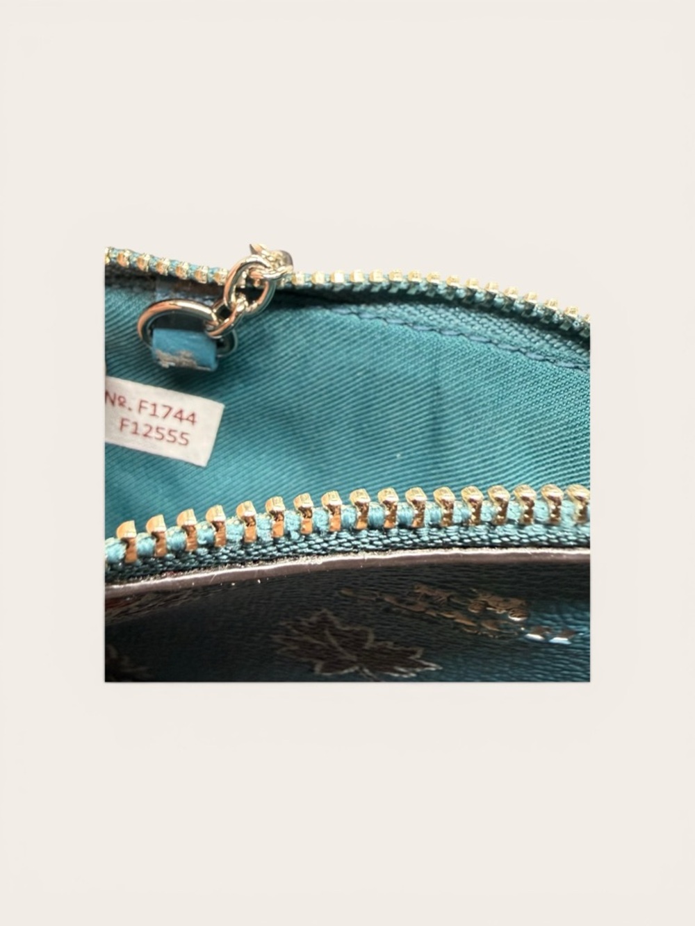 🤎COACH🤎Mini Skinny ID Case in Dark Teal Wildflower Print w/Keychain/NWOT - Picture 5 of 7